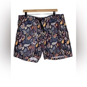 Wood Wood Roy Paisley Drawstring Swim Trunk‎ Men L Tropical Vacation Beach